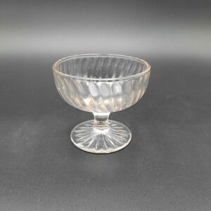 Vintage Anchor Hocking Clear Ribbed Glass Dessert Compote Bowl‎